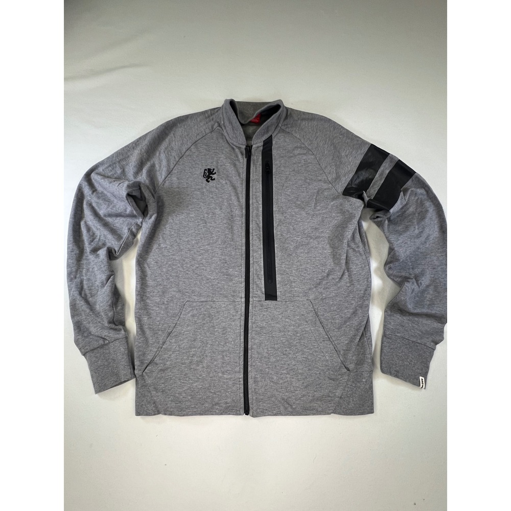 Nike LeBron James LBJ Full Zip Track Jacket Grey Black Lion Logo Mens Medium